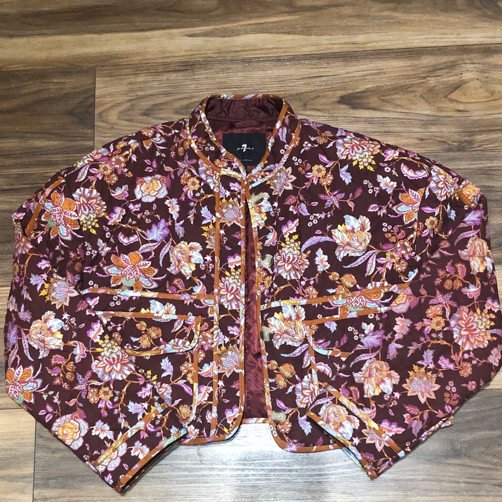 7 For All Mankind Quilted Floral Bomber Jacket